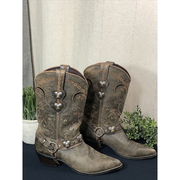 Durango Shoes - Durango Crush Distressed 11" Heart Concho Women's Size 8M Western Boots RD4155